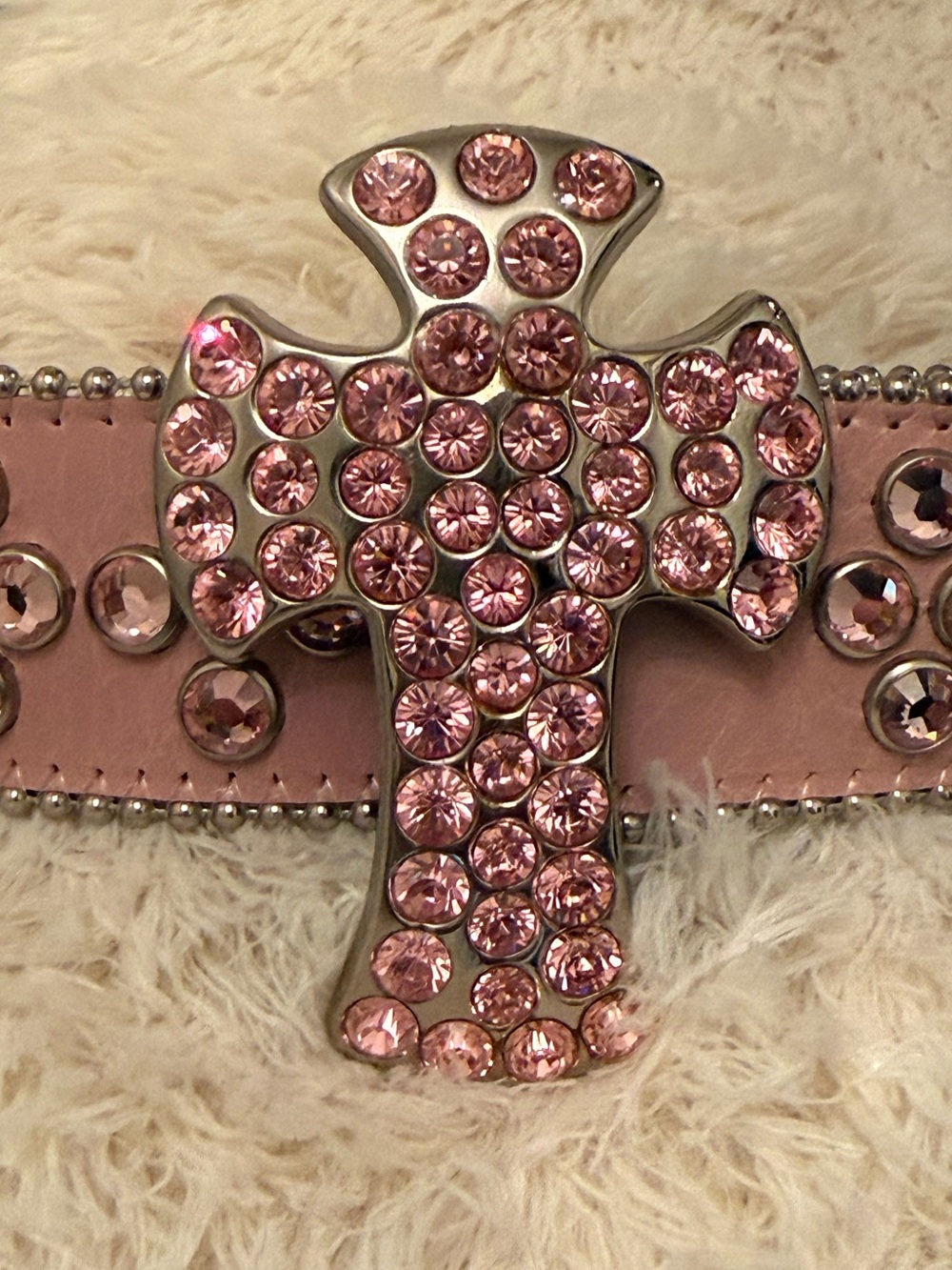 B. B. Simon Pink Bedazzled Crystal Rhinestone Belt XL